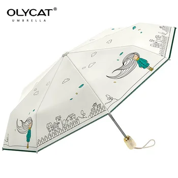 OLYCAT Automatisk Folde Paraply Regn Kvinder Stærk 8K Vandtæt Anti UV Parasoller Mærke Paraguas Piger Guarda Chuva Kvindelige