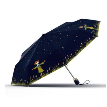 OLYCAT Mode Paraply i Regnen Kvinder Fugleskræmsel Mønster Anti UV-Kvalitet Automatisk Paraply Tre Folde Parasol Til Pige Vindtæt