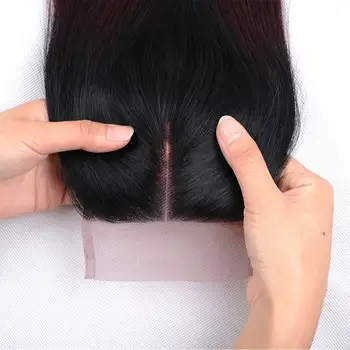 Ombre Brasilianske Lige Hår Væve 3 Bundter Med Lukning 1B Lilla Rød/Bordeaux Farve Lysende Stjerne Non Remy Hair Extensions