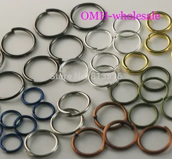 OMH engros DIY Smykker at Finde 200PCS 6 farve Mix metal-spring 0.7x8mm ringe Komponenter Gratis fragt DY58