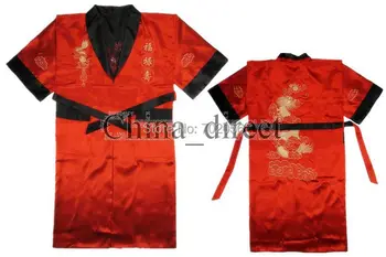 OMVENDT Herre rayon Kåbe af silke Pyjamas Undertøj Kimono Kjole pjs nattøj traditionel Kinesisk broderi dragon S-5XL 7colors#3800