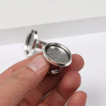 Onwear 10stk antik sølv blank justerbar cabochonslebet ring base indstillinger 18x25mm cameo skuffer diy smykker resultater