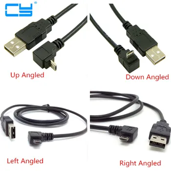 Op & Ned, og Venstre og Højre Vinklet 90 Graders Micro USB Mand til USB-Data, Beregning korte Kabel til Mobiltelefon og Tablet 25cm 100cm