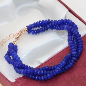 Oprindelige design, mode blå lapis lazuli sten perler 3rows 2*4 mm facetslebet abacus armbånd multilayer diy smykker 7,5 tommer B2781