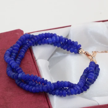 Oprindelige design, mode blå lapis lazuli sten perler 3rows 2*4 mm facetslebet abacus armbånd multilayer diy smykker 7,5 tommer B2781