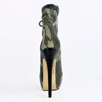 Oprindelige Hensigt Fashion Kvinder Ankel Støvler Rund Tå Tynde Høje Hæle Støvler Elegant Camouflage Sko Kvinde, Plus Størrelsen OS 4-15