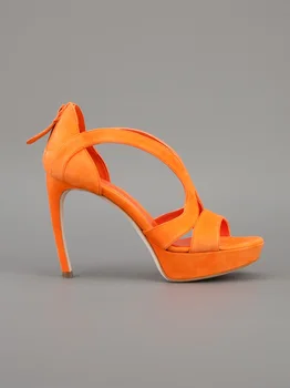 Oprindelige Hensigt Nye Stilfulde Kvinder Sandaler 2016 Elegante Tynde Høje Hæle Pumper Rød Orange i Høj qulity Sko Plus Size Kvinde
