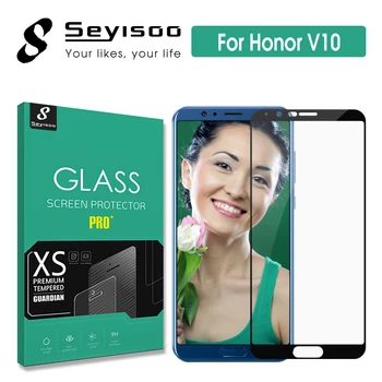 Oprindelige Seyisoo Premium-2.5 D-9H-0,3 mm Fuld Dækning Skærm Protektor Hærdet Glas Til Huawei Honor V10 Ære Se 10 Film