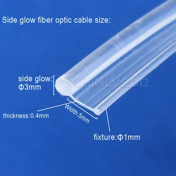 Optisk Fiber Lys Nederdel Side Glød Fiberoptisk Kabel-3.0 mm i Diameter, 5 Meter Optisk Fiber Belysning Bil Dekorative Lys Nat