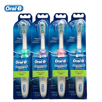 Oral B-Tværs Handling Elektrisk Tandbørste Dual Clean Tandblegning Ikke-Genopladelige Børste Tænder 4 Farver
