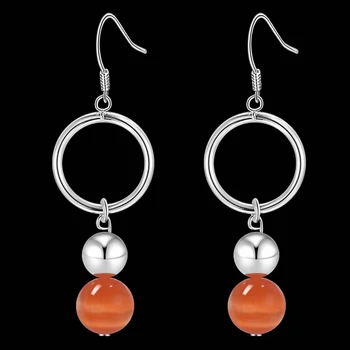 Orange perle loop Top kvalitet, gratis forsendelse forsølvede Øreringe til kvinder mode smykker /FJUABSBS VNTQATOJ