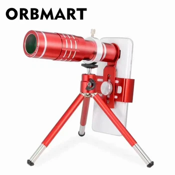 ORBMART Kinesiske Røde 18x Universal Clip Zoom Optisk Teleskop Forstørrelse Til iPhone 6 6s Plus 7 Samsung S8 S8+ S7 Telefon Linse