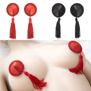 Organ smykker nipple ring Rundt kvast brystvorten klistermærker Kvinde sexy bryst mode smykker rød sort nipple cover