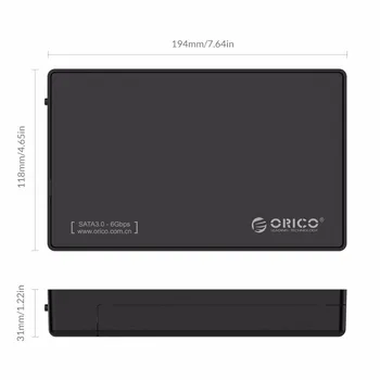 ORICO 3.5 HDD Kabinet 3,5-tommers SATA-Eksterne Harddisk Kabinet, USB 3.0 Værktøj Gratis til 3,5