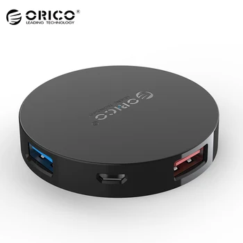 ORICO 4 Ports USB 3.0 HUB Mini Bærbare OTG Multi Micro USB-Hub Splitter med LED Lampe til Macbook Bærbare computere, Tablet PC