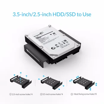 ORICO Aluminium 5,25-tommers til 2,5 eller 3,5 - tommer All - in - 1 Harddisk SSD HDD Converter Adapter Monteringsbeslag( AC52535-1S-BK)