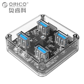 ORICO Gennemsigtig 4 Ports USB 3.0 HUB for Desktop / Laptop med 30 / 100 CM datakabel Støtte Ekstern Micro-USB-Strømforsyning