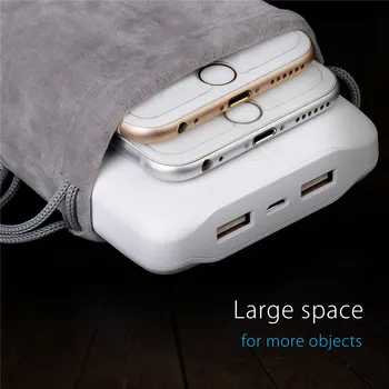 ORICO Lager Fløjl Pose til Opbevaring for USB Oplader/USB-Kabel/Power Bank/Telefon og Mere Grå Farve