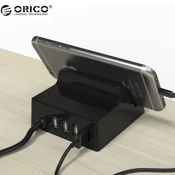 ORICO Oplader&Holder Med 4 Ports USB-Oplader 5V4A Bærbare Rejse Desktop Oplader Adapter, EU, US, UK Stik Oplader til Telefonen