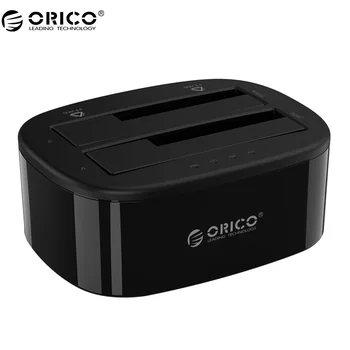 ORICO til 2,5/3,5-tommers Harddisk Docking Station USB3.0 1 til 1, Klon Dobbelt-bay HDD og SSD Harddisk Dock -Sort (6228US3-C)