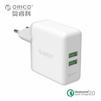 ORICO USB Hurtig Oplader QC2.0 Dobbelte Porte Oplader 36W Mobiltelefon Oplader til Apple Samsung Xiaomi Huawei Bærbare Hvid