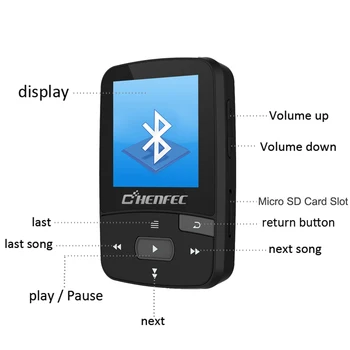Original ChenFec mp3-afspiller, bluetooth med 8gb hukommelse og Pedo Meter verdensur FM-Radio osv til julegave
