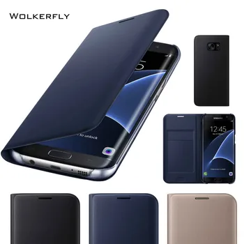 Original Flip Læder Phone Case for Samsung Galaxy S9 s8 S9 Plus s7 kant Coque A3 A5 A7 J1J5 J7 Prime bagcoveret Kort Slot Capa