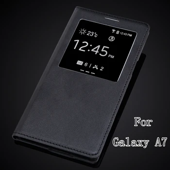 Original Flip PU Læder taske Til Samsung Galaxy A7 A7000 A700 A700F Luksus Vindue Smart Sleep/wake Phone Cover Tasker