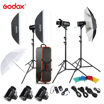 Original Godox E300-D Foto Studio Speedlite Belysning Kit med 300W Studio Flash Strobe Lys Stå Softbox ladeporten Udløse