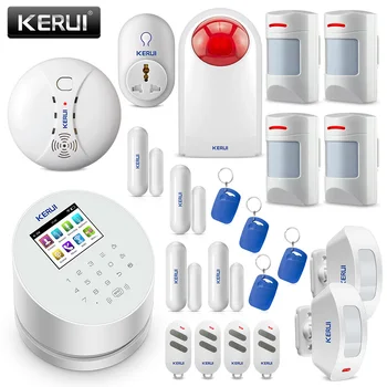 Original KERUI W2 WIFI GSM PSTN Sikkerhed Alarm System Smart Home RFID Disalarm Lavt batteri Indikation tyverialarm System