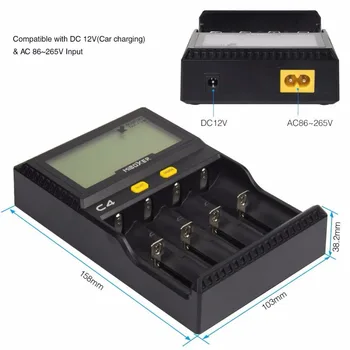 Original Miboxer C4 LCD Batteri Oplader for Li-ion/IMR/INR/ICR/LiFePO4 18650 14500 26650 AAA 3.7 1.2 V 1,5 V Batterier PK VC4