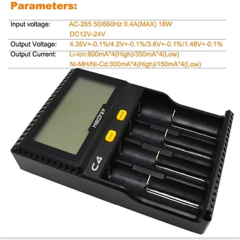 Original Miboxer C4 VC4 LCD-Smart Batteri Oplader for Li-ion/IMR/INR/ICR/LiFePO4 18650 14500 26650 AAA 3.7 1.2 V 1,5 V Batterier