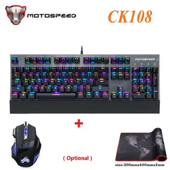 Original Motospeed CK108 Mekanisk Tastatur 104-Tasterne RGB Switch Gaming Kablede LED-Baggrundsbelyst Anti-Ghosting til Gamer PC