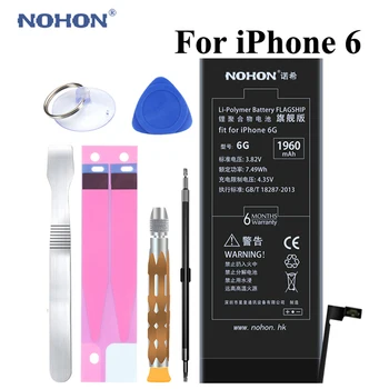 Original NOHON Batteri Til Apple iPhone 6 6G 1960mAh Høj Reelle Kapacitet 3.82 V Indbygget Telefon Li-polymer-Batterier +Pakke+Værktøjer