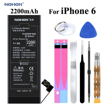 Original NOHON Batteri til Apple iPhone 6 6G iPhone6 2200mAh Udskiftning Høj Kapacitet Telefon Batería med Gratis Værktøjer Kit mærkat