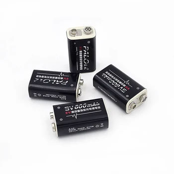 Original PALO 9V Batteri Oplader til Genopladelige 6F22 9V Lithium Ni-MH Ni-CD Batteri+4 stk 9V 600mAh Li-ion-Batterier
