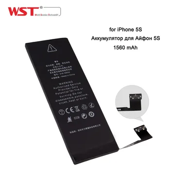 Original WST Batteri til iPhone 5S 1560mAh 0 Cyklus-Li-polymer Batteri Gratis Værktøjer Retail Package Gratis Fragt