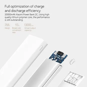 Original Xiaomi Power Bank 20000mAh 2C Bærbare Oplader Dobbelt USB-Mi Eksterne Batteri Bank 20000 til Mobiltelefoner og Tabletter