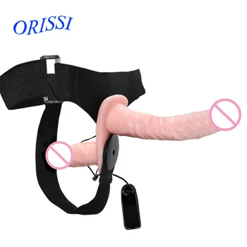 ORISSI Lesbisk Sex Legetøj Dobbelt Vibrerende Penis Strap On Sele sæt Til Kvinder Dobbelt Dildo Justerbar Bælte Med Pik Sex Legetøj