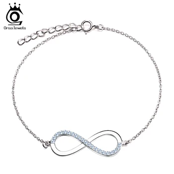 ORSA SMYKKER 2017 AAA Strålende Østrigske CZ Infinity Design Sølvfarvet Armbånd til Kvinder/Elsker Mode Smykker Gave OB41
