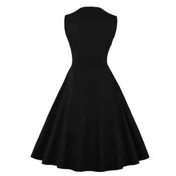 OTEN 2018 Kvinder størrelse stor skotskternet kjole Sommer tunika styles Vintage Ærmeløs Rød Plaid Print-Knappen Rockabilly fest sexet Pin up kjole
