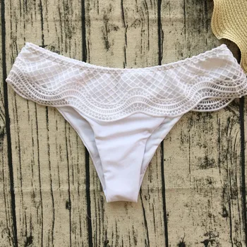 OULING 2017 Solid White Lace Bikini Sexede Kvinder i Badedragt Push Up Badetøj Trekant Bikini Halterneck badedragt