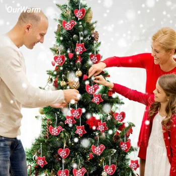 Ourwarm 30stk Følte juletræ Ornament Røde og Hvide juletræspynt til nytår Home Party Dekoration af Forbrugsstoffer