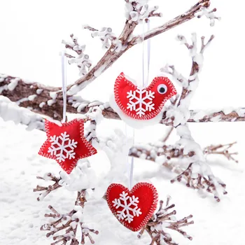 Ourwarm 30stk Følte juletræ Ornament Røde og Hvide juletræspynt til nytår Home Party Dekoration af Forbrugsstoffer