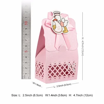 Ourwarm 48pcs Baby Shower Favoriserer og Gaver Pose Papir, Candy Box til Baby Shower Dekorationer Dreng Pige Fødselsdag Part Forsyninger