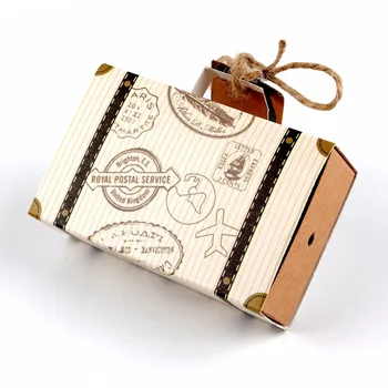 Ourwarm 50stk Bryllup Favoriserer og Gaver Box Mini Kuffert Candy Box til Bryllup Dekoration Forsyninger Chokolade Æsker Søde Tasker