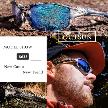 OUTSUN Mænd Polariserede Solbriller Camo Design Fiskeri Beskyttelsesbriller Unisex solbriller Vintage Oculos De Sol