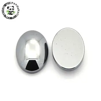 Oval Ikke-Magnetiske Syntetiske Hæmatit Cabochons, Sort, 25x18x5mm