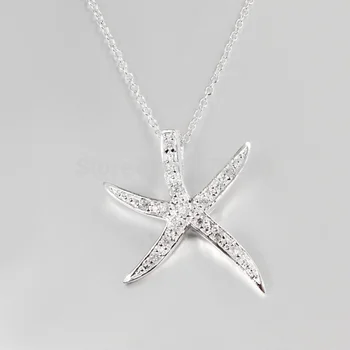 P030 Mode Smykker Sølv over Havet Stjerne vedhæng halskæde med zircon søde Jule gave Top kvalitet