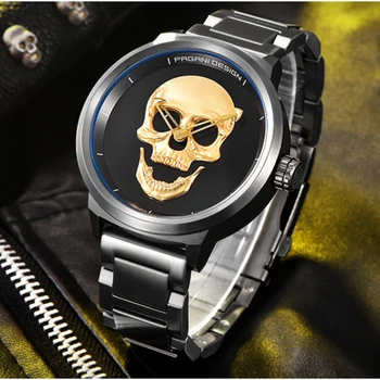 PAGANI brand design punk kraniet 3D personlighed watch store dial retro design mænds mode vandtæt ur quartz stål ure